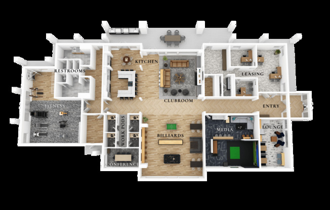 3d floor plan of a house with bedrooms and a garage at Arbour Commons, Colorado, 80023