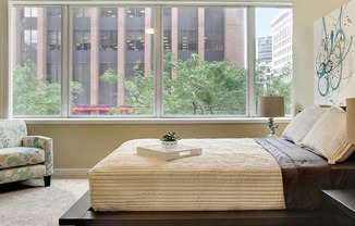 Carpeted Bedroom at Residences At 1717, Ohio, 44114