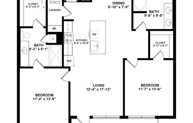 2 beds, 2 baths, 1,024 sqft, $1,867