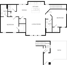 2 beds, 2 baths, 1,463 sqft, $2,390