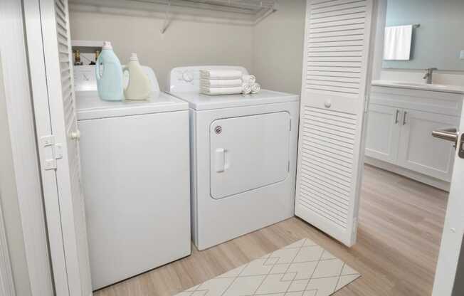 a washer and dryer in a laundry room