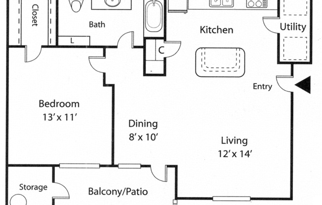 1 bed, 1 bath, 801 sqft, $2,047, Unit 422-202