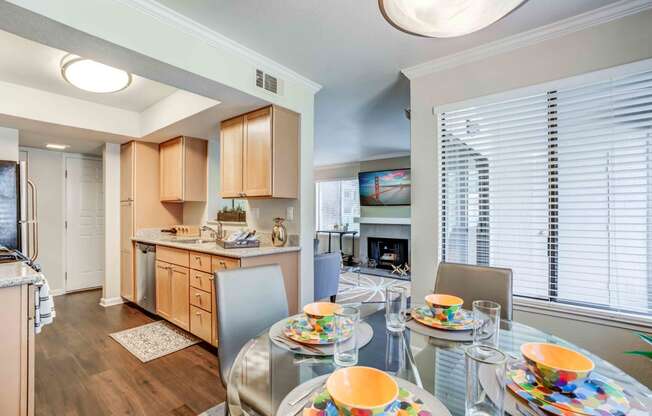 Spacious kitchen and dining room area