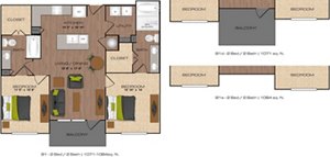 2 beds, 2 baths, 1,071 sqft, $2,116