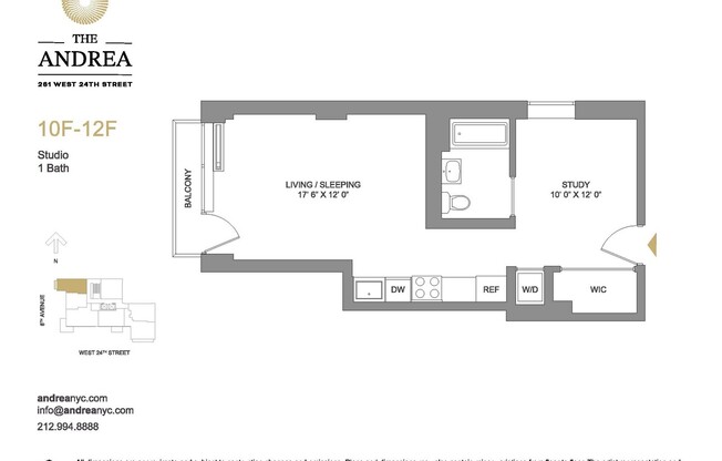 1 bed, 1 bath, $6,230, Unit 10F
