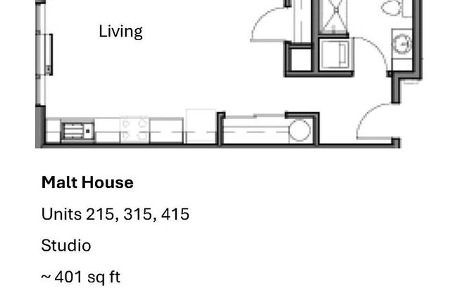 Studio, 1 bath, 398 sqft, $1,250, Unit 215