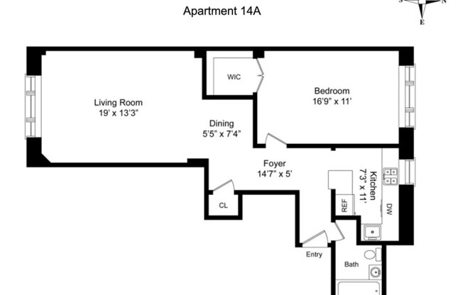 1 bed, 1 bath, 850 sqft, $4,500, Unit 14A