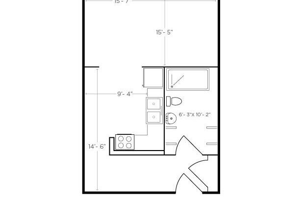 Studio, 1 bath, 475 sqft, $1,050, Unit 5