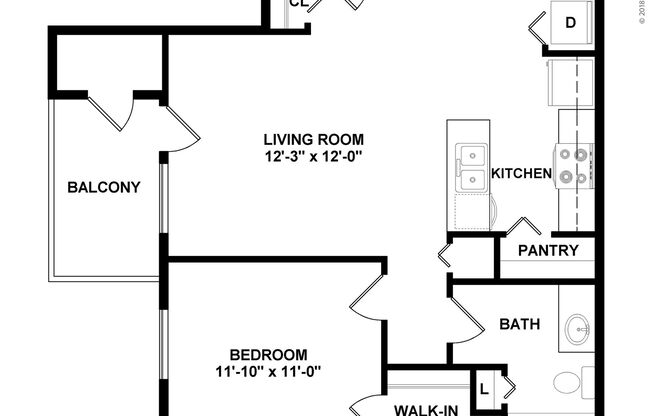 1 bed, 1 bath, 658 sqft, $1,259