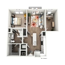 1 bed, 1 bath, 840 sqft, $1,861