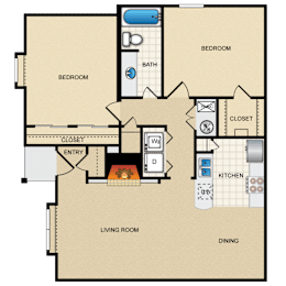 2 beds, 1 bath, 938 sqft, $1,597