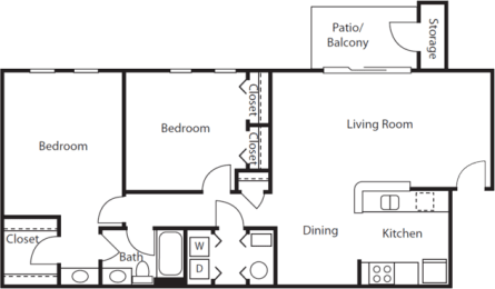 2 beds, 1 bath, 972 sqft, $1,499