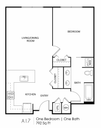 1 bed, 1 bath, 792 sqft, $1,525