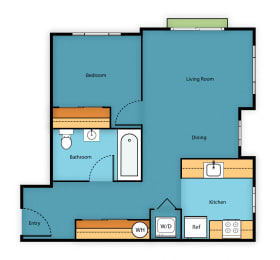 1 bed, 1 bath, 563 sqft, $2,012