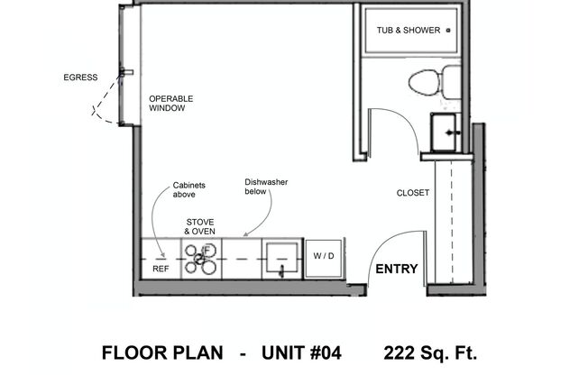 Studio, 1 bath, 246 sqft, $1,200, Unit 01