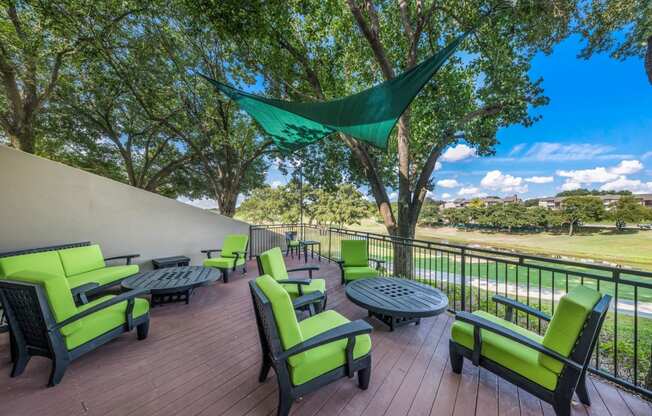 Outdoor Lounge Area overlooking the Westdale Hills Golf Course, at Westdale Hills, Texas