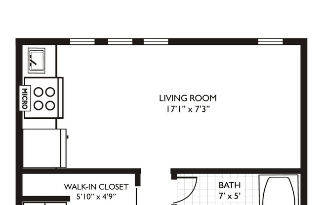 Studio, 1 bath, 201 sqft, $1,335, Unit 410