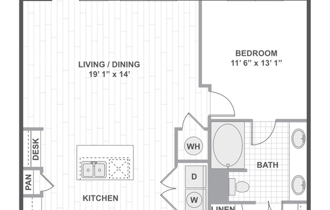 1 bed, 1 bath, 876 sqft, $1,680