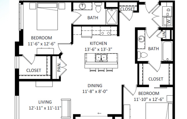 2 beds, 2 baths, 1,122 sqft, $2,180, Unit 8421-141