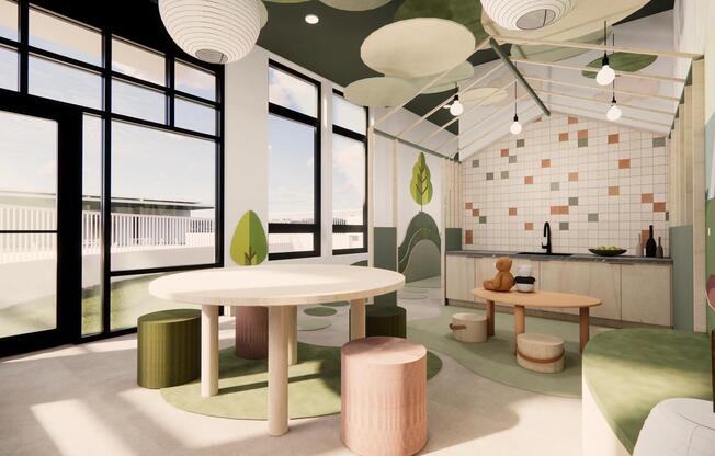 Little imaginations thrive at Modera Bridle Trails, with a bright playroom and enclosed outdoor space designed for creativity and fresh-air fun