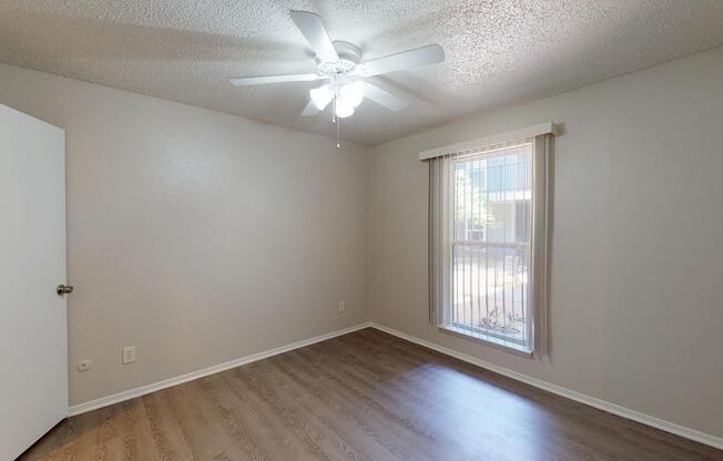 a room with a large window