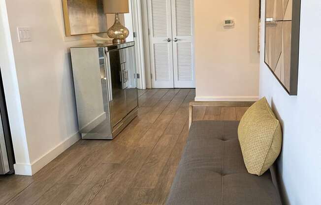 Apartment hallway with closet