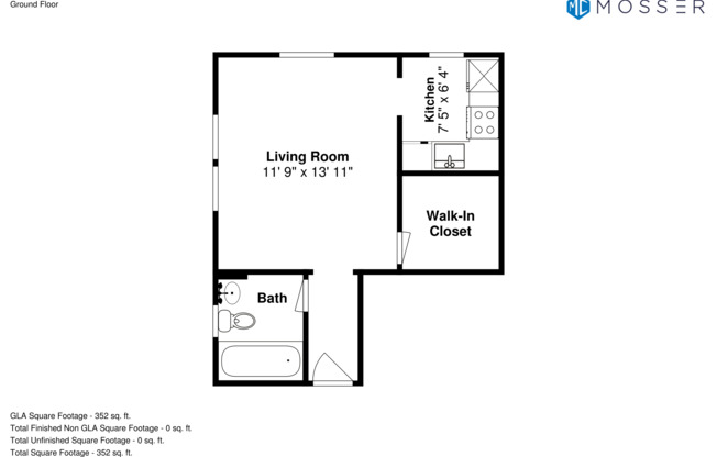 Studio, 1 bath, 344 sqft, $1,895