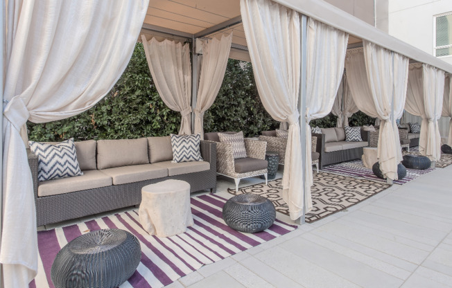 Relax and unwind pool side in these cabana's