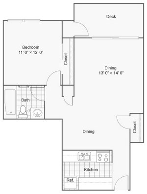 1 bed, 1 bath, 651 sqft, $1,599
