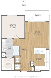 1 bed, 1 bath, 743 sqft, $1,502