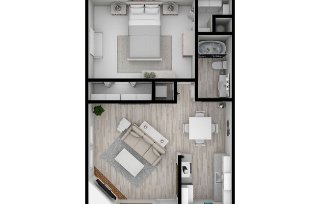 1 bed, 1 bath, 651 sqft, $749