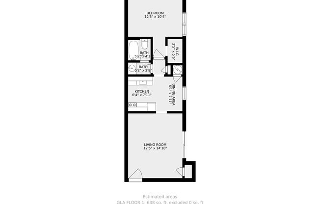 1 bed, 1 bath, 638 sqft, $822, Unit I