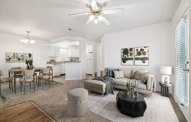 Living Area with Ceiling Fan