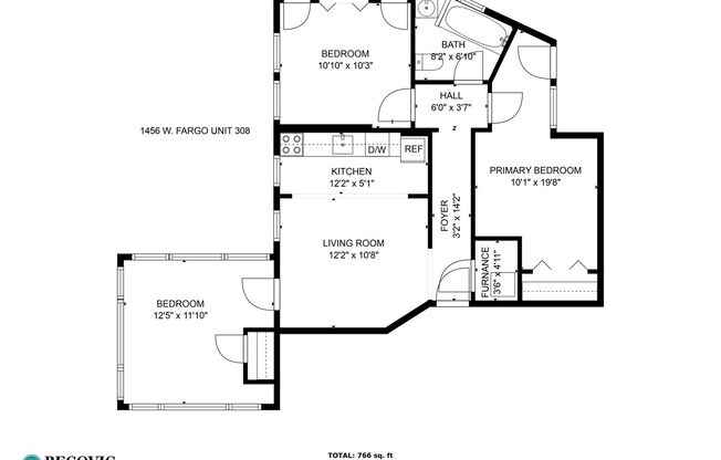 3 beds, 1 bath, 632 sqft, $2,350, Unit 1456-208