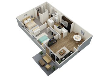 2 beds, 1 bath, 945 sqft, $1,090