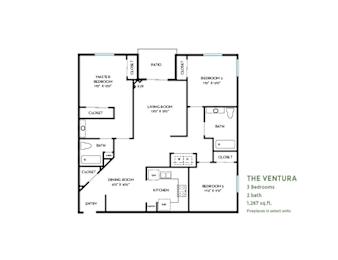 3 beds, 2 baths, 1,267 sqft, $4,615