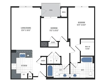 2 beds, 2 baths, 1,071 sqft, $2,505