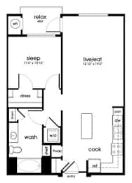 1 bed, 1 bath, 798 sqft, $2,781