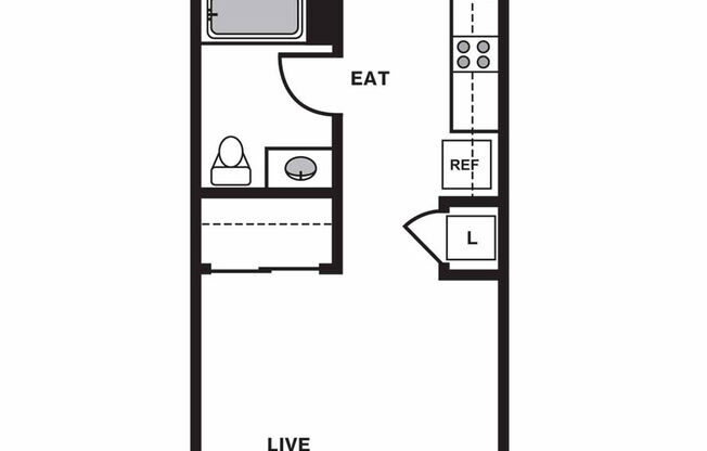 Studio, 1 bath, 515 sqft, $1,996
