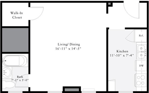 Studio, 1 bath, 494 sqft, $1,596, Unit 0512