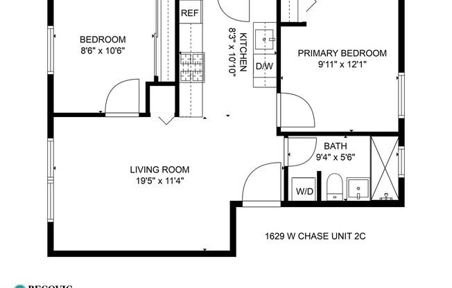 2 beds, 1 bath, 561 sqft, $2,100, Unit 1629-2C