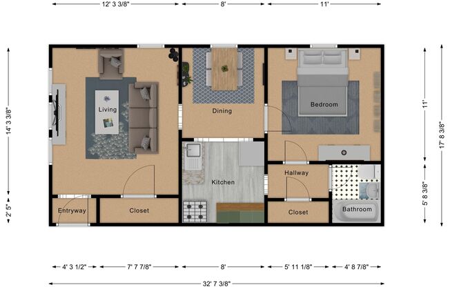 1 bed, 1 bath, 560 sqft, $920, Unit 55-17