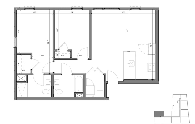 2 beds, 2 baths, 935 sqft, $3,700, Unit 302
