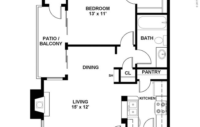 1 bed, 1 bath, 642 sqft, $1,805