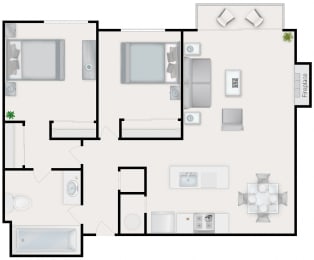 2 beds, 1 bath, 960 sqft, $2,095