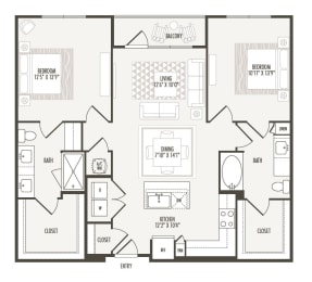 2 beds, 2 baths, 1,158 sqft, $1,601