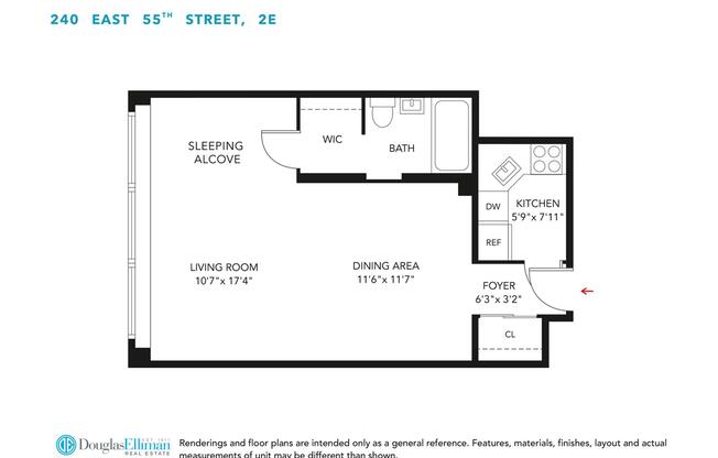 Studio, 1 bath, 550 sqft, $3,100, Unit 2E