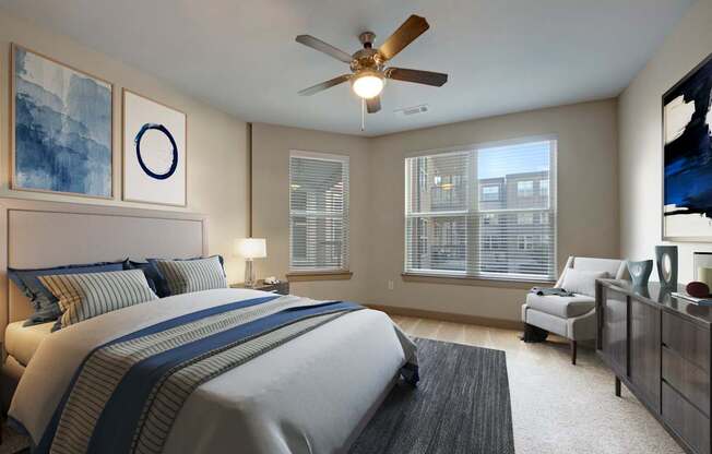 Lavish Bedroom at Civic at Frisco Square Apartments, Texas