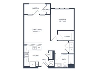 1 bed, 1 bath, 732 sqft, $1,405