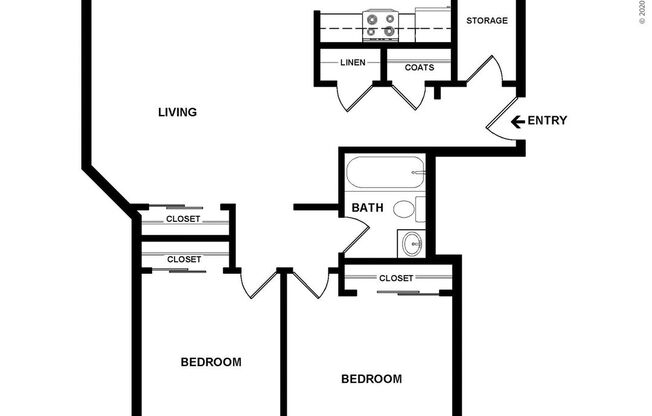 2 beds, 1 bath, 725 sqft, $1,825